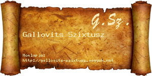 Gallovits Szixtusz névjegykártya